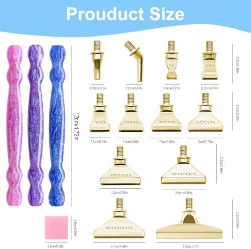 24pcs Diamond Art Pen Set with Metal Tips, Diamond Painting Accessories and Tools Kit for Adults(Three Pen + 12 Tips + 9 Dotting Clay)