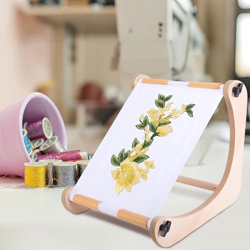 Adjustable Embroidery Table Stand, Wooden Cross Stitch Hoop Holder