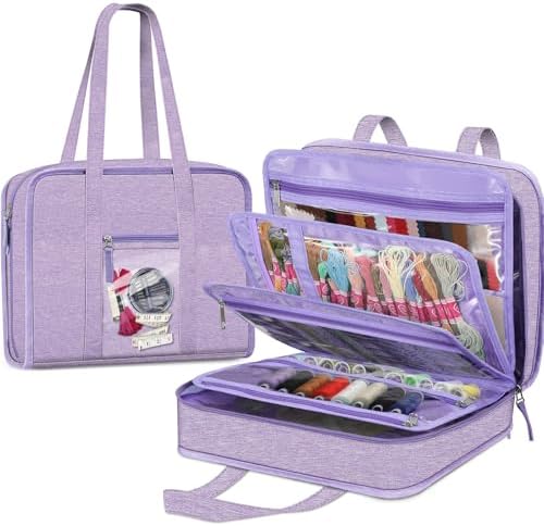 FINPAC Sewing and Craft Supplies Storage Tote Bag with Clear Pockets