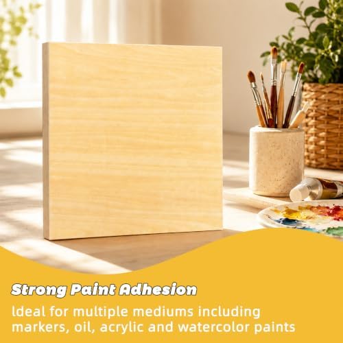 4 Pack 12x12 Basswood Wood Canvas Board – Studio 3/4'' Deep Cradled Wood Panels for Painting, Crafts, Oil & Resin Art - Sturdy Wood Painting Boards for Artists and DIY Crafters