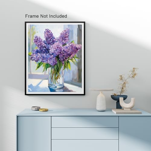 Natuyalo Paint by Number for Adults Beginners, Purple Flowers Over Window Paint by Numbers Kits on Canvas, DIY Acrylic Painting Kits Adults' Paint-by-Number Kits for Home Wall Decor 16x20 inch