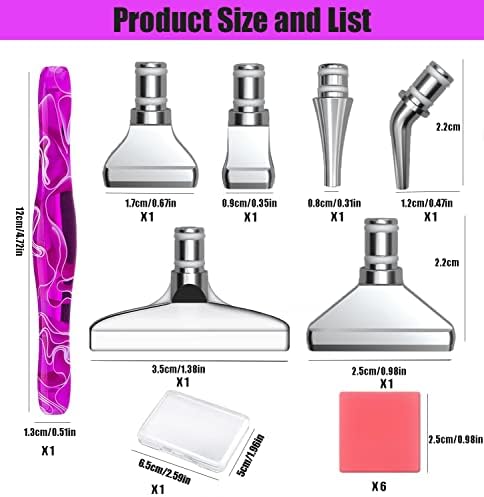 Heyseri Diamond Art Pens Tools, Ergonomic Diamond Painting Pen Kits with Steel Metal Tip, Art Tool Accessories Drill Bead Dot Pens for 5D Diamonds Paint (Purple Silver)
