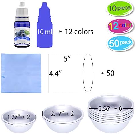 Bath Bomb Mold Set with Soap Colorant, Shrink Wrap Bags - Skin Safe Food Grade Soap Dye for Bath Bomb Making Supplies Kit - Liquid Dye for CP M&P Soap Coloring, Crafts - with Instructions Adult Hobby