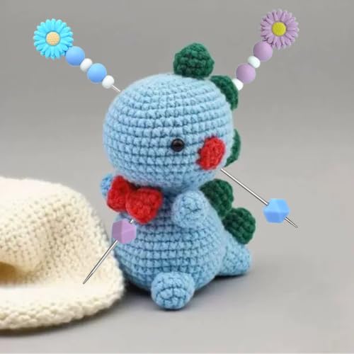 8 Pcs Knitting Needles with Daisy Beads, 2.6mm Diameter, 9.8'' Length