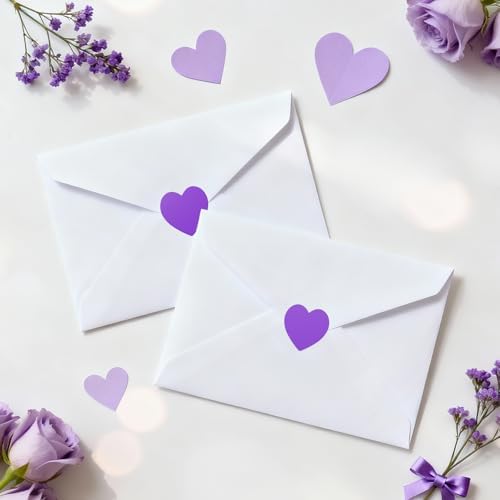 Anwyll Heart Stickers - 500Pcs 1Inch Valentines Day Heart Stickers Purple Heart Shape Sticker for Reward Classroom Self Adhesive Love Incentive Sticker for Envelope Seal Card Birthday Wedding Favors