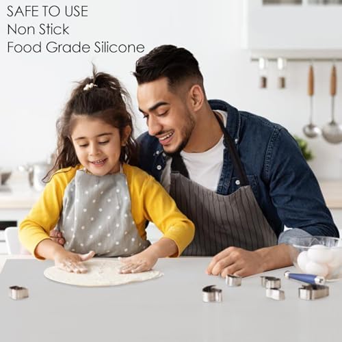 Extra Large Silicone Mat, 31.5x16.9 Inch Heat Resistant Mat for Kitchen Counter, Non-Stick Silicone Baking Mat for Dough and Pastry, Thick Silicone Pad Countertop Protector, Gray