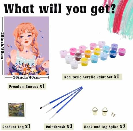 LCOZX Girl Paint by Numbers Kit for Adults Beginners 16x20 Inch