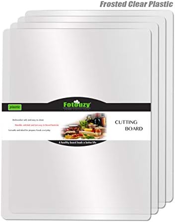 Fotouzy Flexible Plastic Cutting Boards for Kitchen, 4 Frosted Clear Cutting Mats 15 x 12 In, BPA-Free, Non-Porous, and Dishwasher Safe, Set of 4