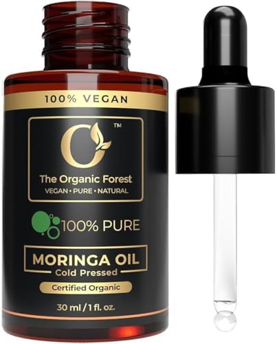 Plant Based Moringa Oil Organic and Cold Pressed Carrier Oil for Hair, Face & Skin – Anti-Aging, Hydrating & Nourishing Moringa Drops for Blends