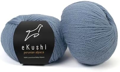 100% Baby Alpaca Yarn for Knitting & Crocheting - Set of 2 Skeins of Premium Yarn DK - Lightweight, Hypoallergenic & Thermal Peru Made - Ideal for Delicate Projects (BL476 - Steel Blue)
