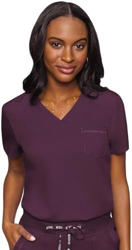 Med Couture Touch Women's Scrub Tops V-Neck Tuck-in Top with 1 Pocket