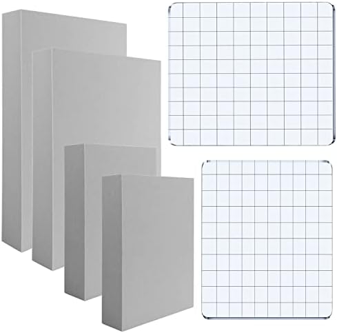 BAOFALI 8 Pcs Stamping Foam Grey Moldable Foam with Acrylic Stamp Block Stamps Plastic Pad Cut and Dry Foam Stamping Foam Block for Sculpture, Modeling, DIY Arts and Handicrafts Projects