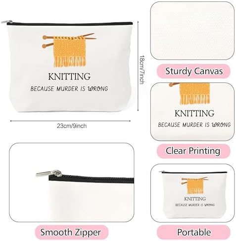 Knitting Gifts for Knitters Makeup Bag - Crochet Gifts for Crocheters Knitters Crochet Lovers Cosmetic Bag for Purse Travel Toiletry Bags Makeup Pouch With Zipper Crochets Knitting Supplies Stuff