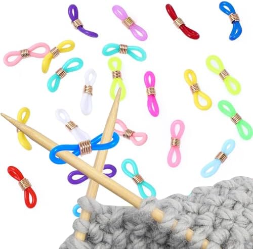 DIVINA VITAE 40 PCS Knitting Needle Stoppers Knitting Needle Hugger Needle Minder Knitting Tools Stitch Stoppers for Knitting Needles Prevent Slipping Off Stitch