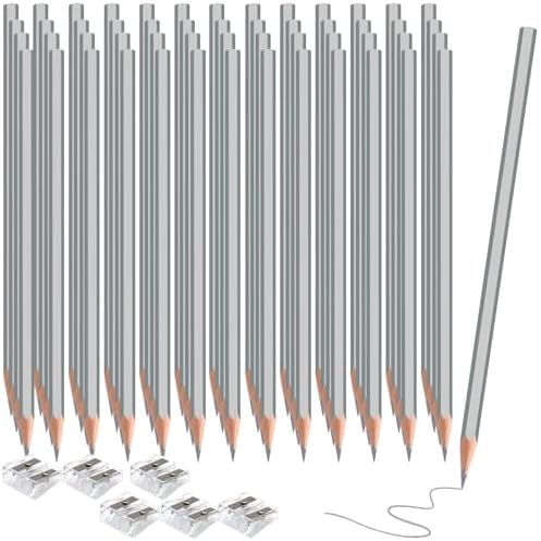 120 Pack Bulk Silver Colored Pencils for Kids, Pre-sharpened Art Pencils Back to School Supplies Set, Drawing Sketching Pencils for Students, Teachers, Classroom