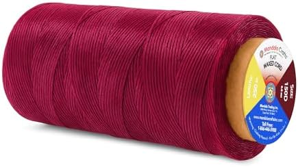 Mandala Crafts 150D 0.8mm Burgundy Flat Waxed Thread for Leather Sewing