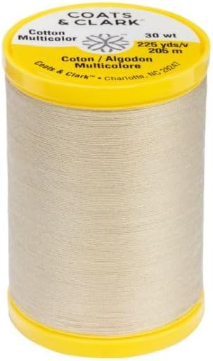 Coats & Clark Cotton All Purpose Sewing Thread 100% Mercerized Cotton 225 Yards Each Spool S970 2 Pack Bundle with 3 Bella's Crafts Needle Threaders (Ecru)