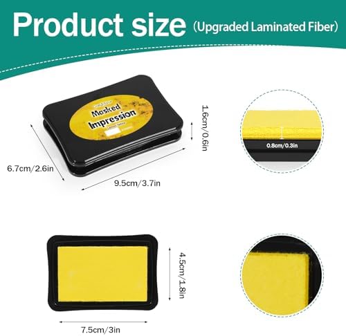 CraftyManor Masked Impression Large Ink Pads for Stamps, Water Based Smudge Chalk Stamp Pad for Scrapbooking, Journaling, Card Making, DIY Craft Scrapbook Supplies for Adults (#CM256405)