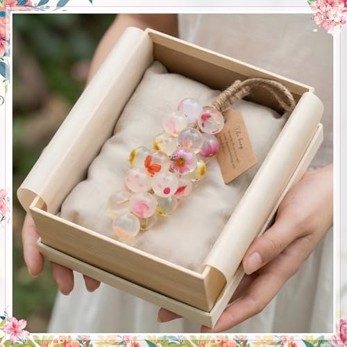 Zhehao DIY Grape Soap Making Kit with Natural Soap Base for Beginners, Complete Handmade Craft Set Includes Silicone Grape Mold, Dried Pressed Flowers, Tweezer, Jute Rope, DIY Making Gift Set