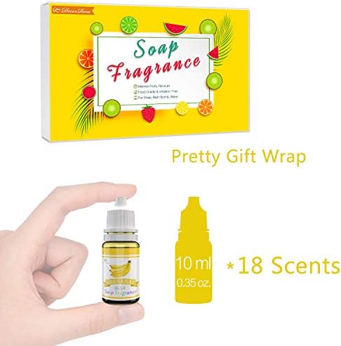 18 Soap Making Scent - Liquid Soap Fragrance Oils Set for DIY Bath Bomb, Soap Making Supplies, Slime - Concentrated Food Grade Soap Flavoring Bath Bomb Scents for Cosmetic, Crafts - 10ml/0.35oz Each