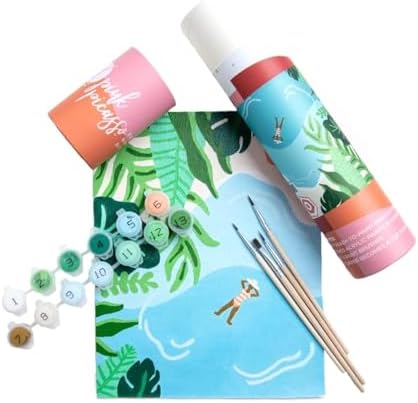 Pink Picasso Paint by Number Kit, All Ages, 8x10, Tropic Like It's Hot | Mid Century Modern Collection, Acrylic Paints and Brushes included, Pre-printed high quality canvas, DIY art kit, Gift-ready
