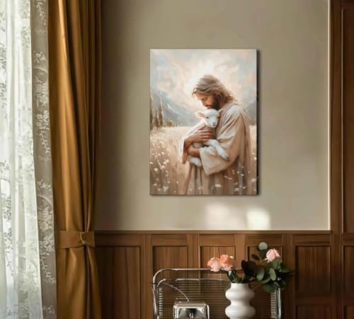 Jesus Paint by Numbers Kit for Adults Framed Canvas, Frameworkless