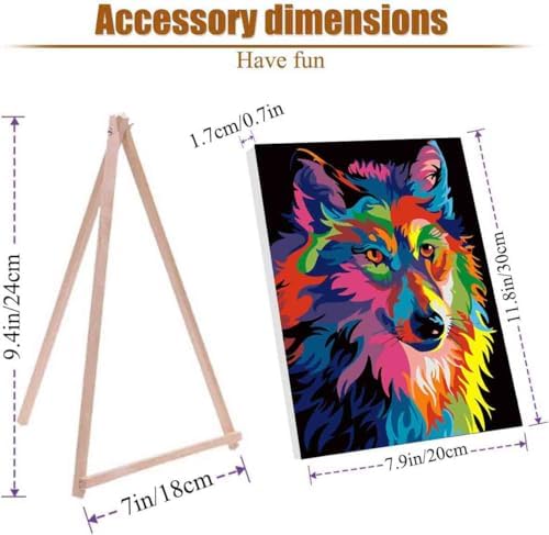 4 Pack Paint by Numbers Kit for Adults Framed Canvas with Wooden Easel