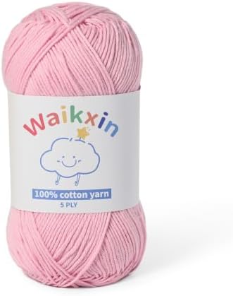 100% Cotton Yarn for Crocheting,Baby Yarn for Crocheting Soft,5 Ply Milk Cotton Yarn,#2 Sport Weight Cotton Yarn,3.52oz/262.4yds Amigurumi Yarn for Puzzle,Clothes&DIY Crafts.(Pink)