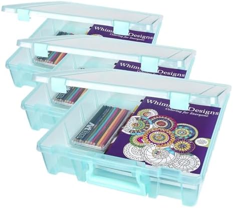 ArtBin 6955AA Super Satchel 1-Compartment Box, Art & Craft Organizer, Translucent Aqua (Pack of 3)