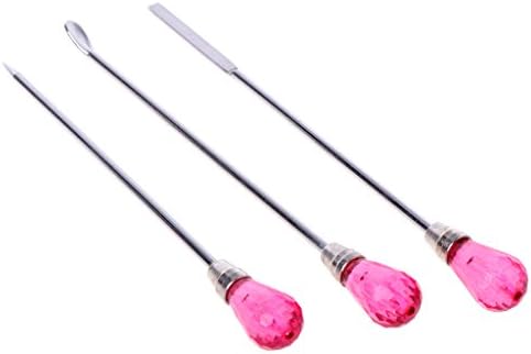 3 Pcs Stirring Needle Spoon Tool Portable Muddler Poke Needle Spoon Kit for Resin Craft Silicone Mold Jewelry Making Hot Pink, app.10cm/3.94''