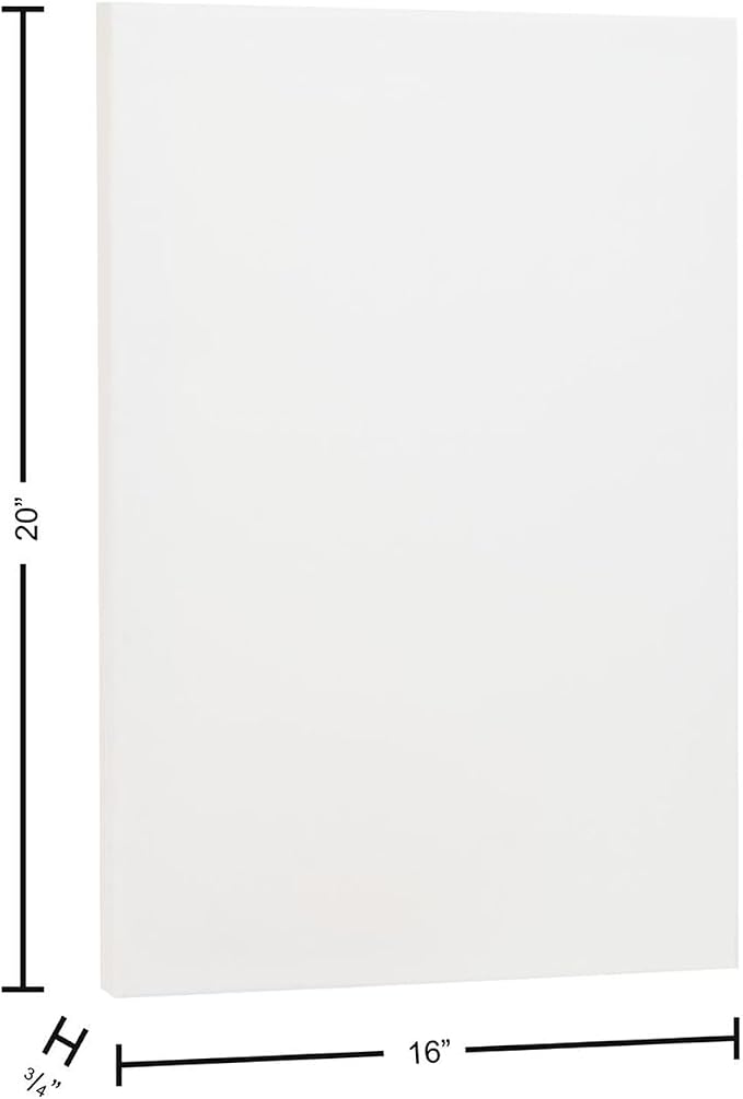 Art Advantage Artist Canvas Visual Edge 16x20, Stretched Canvas for Painting, Blank Canvas for Acrylics & Oils, Canvases for Artists, Professional Pre-Stretched Canvas
