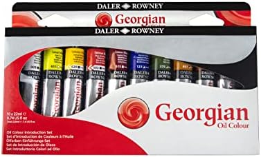 Daler Rowney Georgian 10-Tube Introductory Artist Oil Paint Set - Painting Set for Canvas Paper and More - Oil Painting Supplies for Artists and Students - Oil Paints for All Skill Sets
