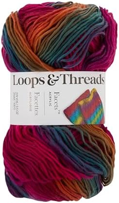 Loops & Threads Facets Yarn - Yarn for Knitting, Crochet, Weaving, and Arts & Crafts - Multi, Acrylic, 3.5 oz