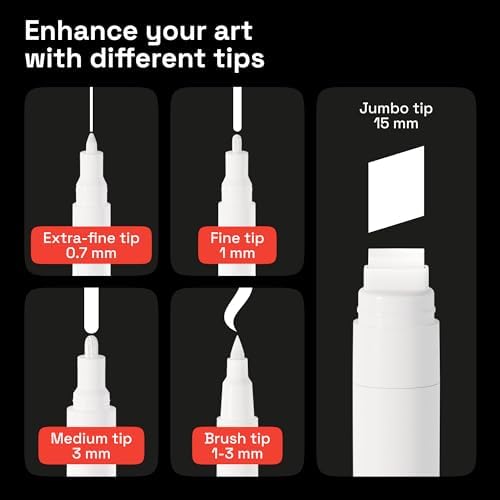 ARTISTRO White Paint Pens - Various Tips - Set of 5