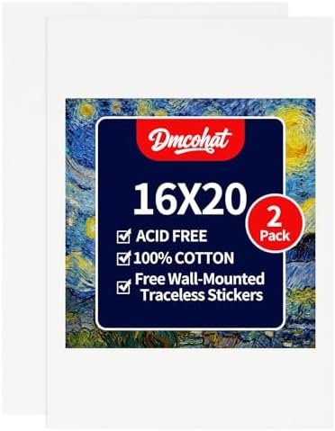 Canvas for Painting - 2 Pack 16x20 Painting Canvas Boards,Free Wall-Mounted Traceless Stickers,Suitable for Painting Supplies, Acrylic, Oil, Watercolor, and Tempera.