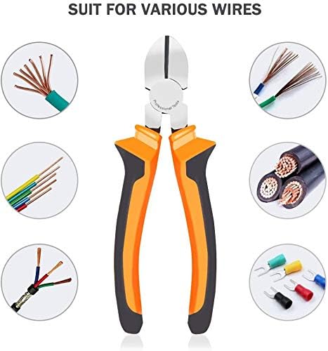 6" Wire Cutters Heavy Duty Diagonal Pliers for Cutting Wires Craft | Side Cutters for Artificial Flowers, Crafting, Chicken Wire, Orange