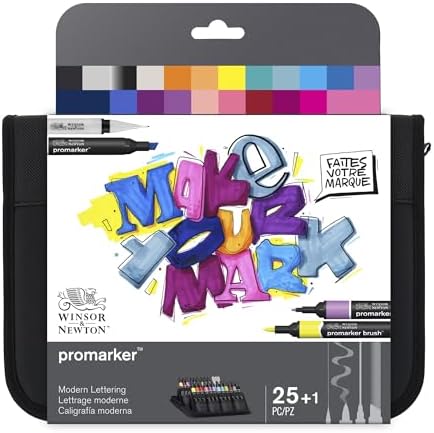 Winsor & Newton ProMarker Set, 25+1pcs. Wallet, Modern Lettering
