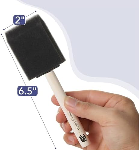 Bates- Foam Paint Brushes, 2 Inch, 16 Pack, Wooden Handle | for Painting, Staining, Varnish, Glue Application and DIY Crafts on Wood, Metal