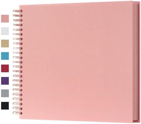potricher 12 x 12 Inch Large DIY Scrapbook Photo Album 80 Pages, Pink | Thick Kraft Paper Scrap Book Photo Albums, Memory Book for Wedding, Anniversary, Baby, Family, Travel, DIY Projects