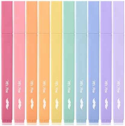 Mr. Pen- Aesthetic Highlighters No Bleed, 10 Pack, Assorted Colors | Chisel Tip, Cute Highlighters Assorted Colors for Journaling, Highlighting, Underlining, Fast Dry, Back to School Supplies
