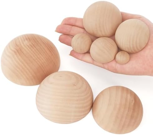 ZENFUN 8 Pcs 8 Sizes Half Round Pottery Tools Set, Wooden Ceramic Top Tool Clay Tools for Making Pottery Bowls and Plates, Wooden Split Balls Half-Round for DIY Crafts
