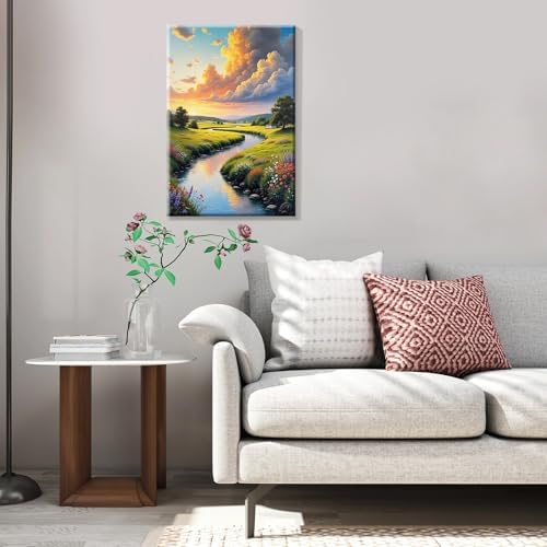 JOOZ Framed Paint by Numbers Kit for Adults, Sunset Landscape, 8x12 Inch