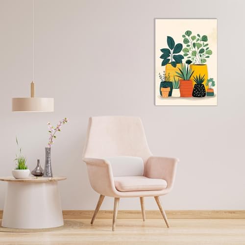 MAXBYE Green Plant Paint by Numbers Kit for Adults with Frame and Wooden Easel, Easy Painting Numbers Art Kits with Frame on Canvas, DIY Acrylic Painting Kit for Gift Home Wall Garden Decor 10×14 in