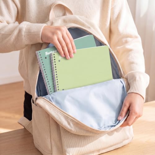 SUNEE Spiral Notebooks, 6 Pack, 1-Subject, College Ruled Paper, 8" x 10-1/2", 70 Sheets per Notebook, Assorted Aesthetic Colors Spiral Notebooks for School