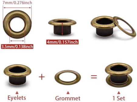 SEMINI 400 Sets 3.5mm Bronze Grommet Eyelet Kit for Fabric Leather Crafts