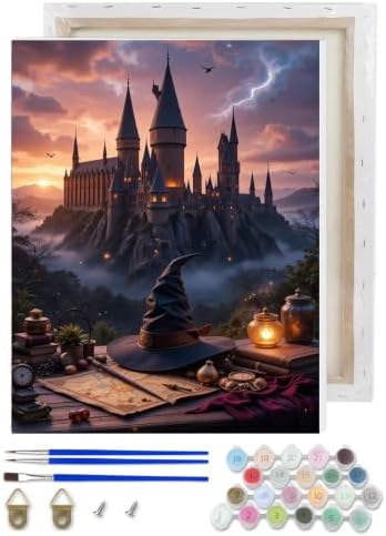Castle Paint by Numbers Kit for Adults Beginner with Framed 10x12 Inch
