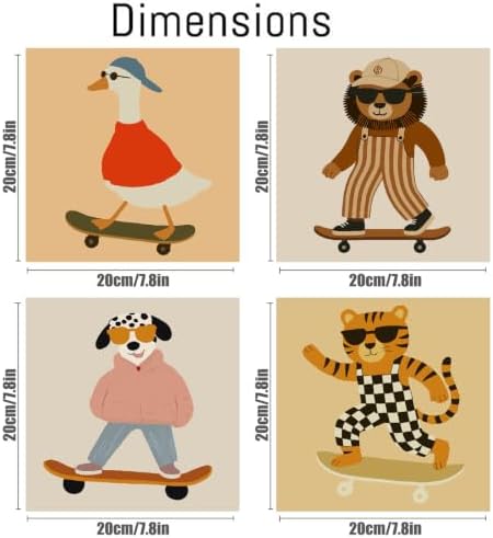 FQOVKYN 4 Pack Framed Paint by Numbers Kit for Kids, Funny Animal Paint by Numbers for Kids Ages 6-12, Easy Acrylic Oil Painting Kits for Home Wall Decoration 8x8 inch