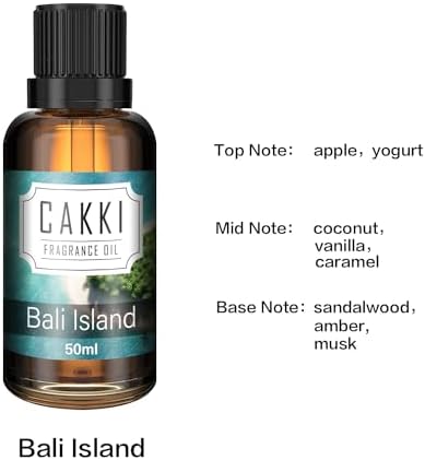 Essential Oils for Diffusers for Home, Scent-Bali Island, Single Large Size 50ml, Cakki Fragrance Oils, for Candle Making, Diffuser Oil Scents