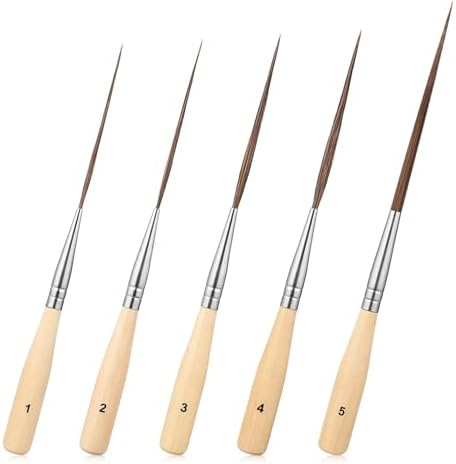 Ouligay 5PCS Extra Long Watercolor Brushes Liner Brushes for Painting Pinstriping Brush for Filling Corners, Marking, Outlining, Creating Edge Borders (Watercolor Acrylic Oil)