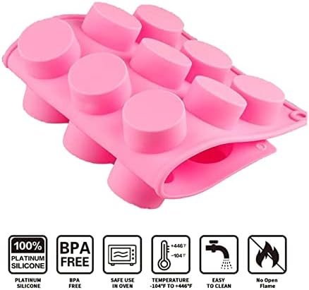 2pcs Round Silicone Molds 15 Cavity Cylinder Silicone Soap Mold | Silicone Soap Mold for Handmade Soap,Lotion Bars, Bath Bombs, Shower Steamer ,Shower Tablets,Beeswax,Candles